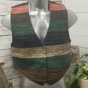 Katch Me Retro Dead Stock NWT Western Cowboy Rancher Leather Weave Vest XL D